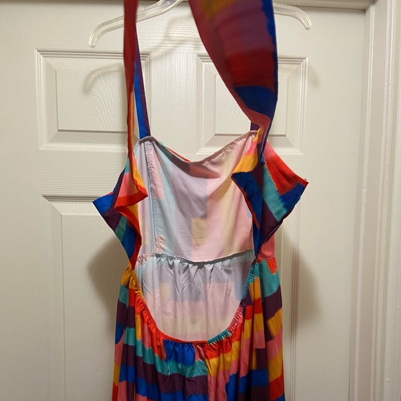 Extremely Vibrant Multi Colored Fun Open Back Dress - Picture 7 of 11